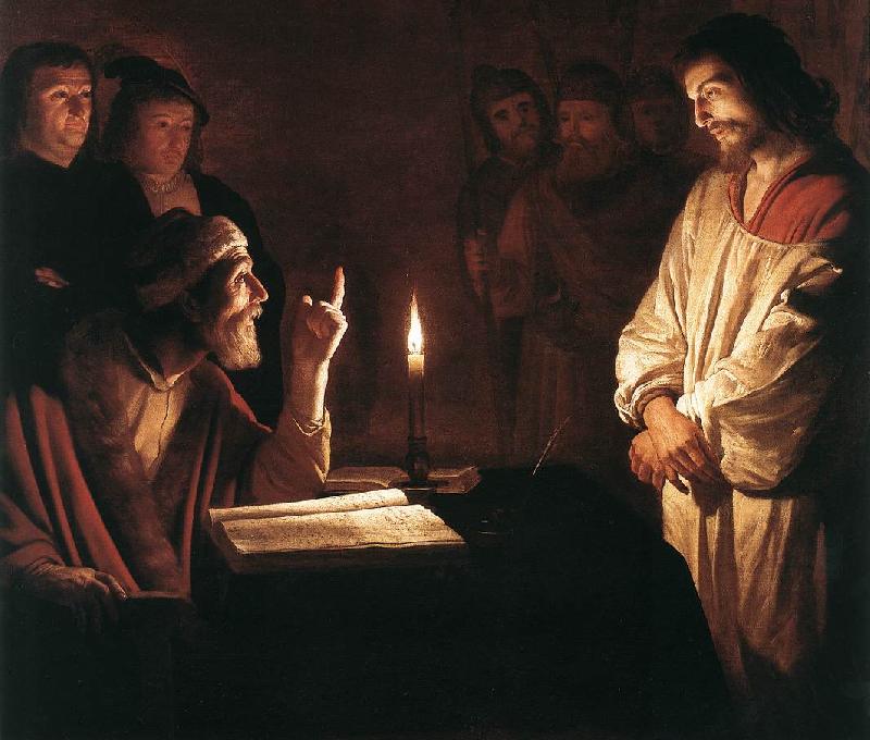 HONTHORST, Gerrit van Christ before the High Priest (detail) sg oil painting image